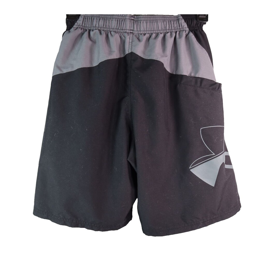 Under Armour Swimwear Board Shorts Men Medium Black/Gray Drawstring Mesh Lining